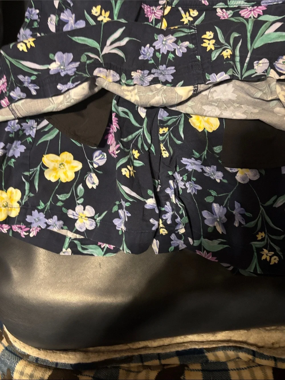 Karen Scott Navy Floral Skort with Yellow & Lavender Blooms